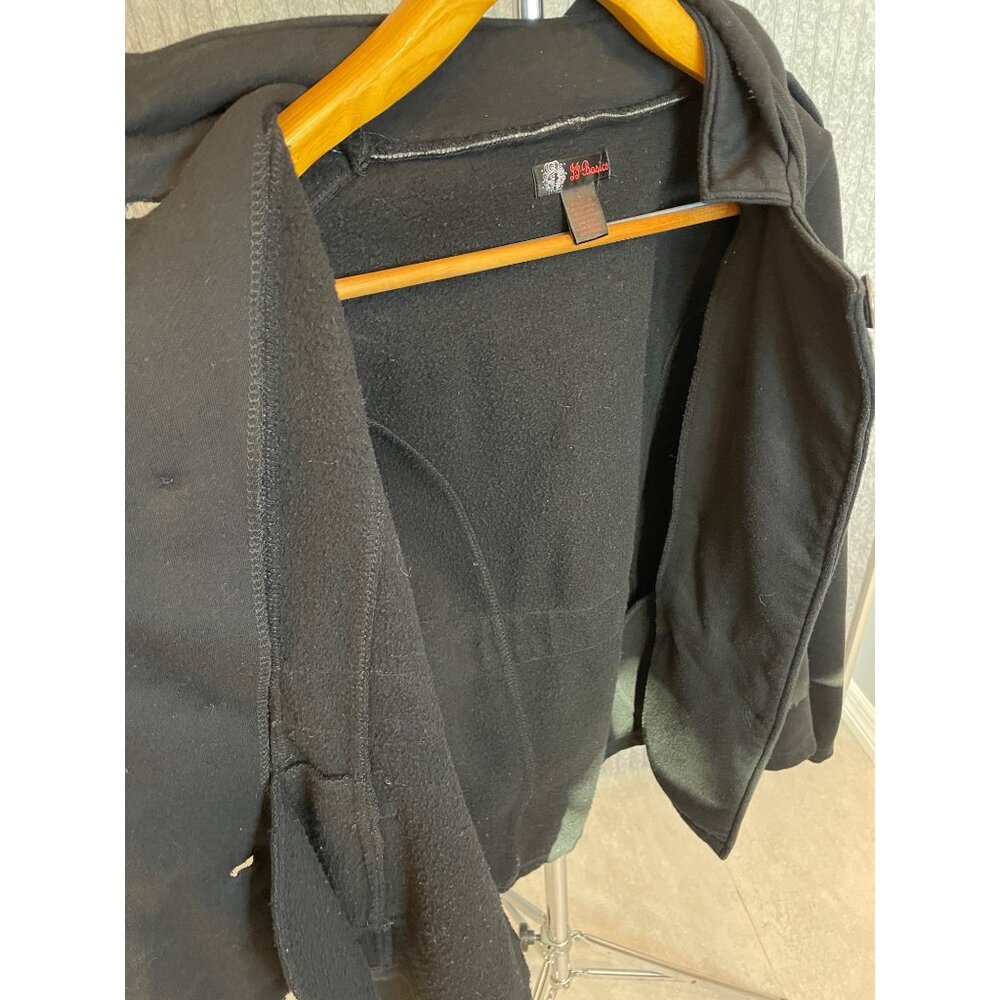 J.J. Basics Black Hooded Cotton Blend Pea-coat Style Jacket Sz L - Picture 3 of 7